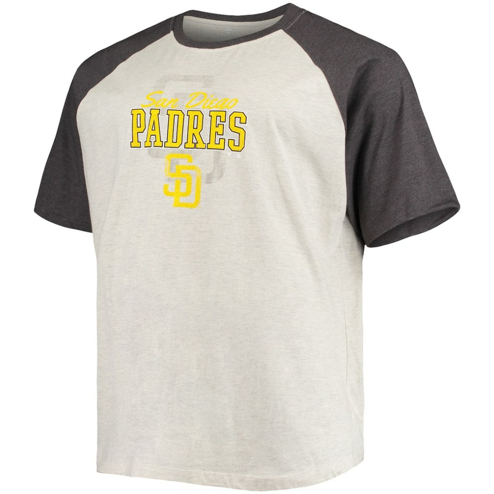 Fernando Tatis Jr. San Diego Padres Big & Tall Name & Number Raglan T-Shirt - Oatmeal/Heathered Charcoal - MLB Sale