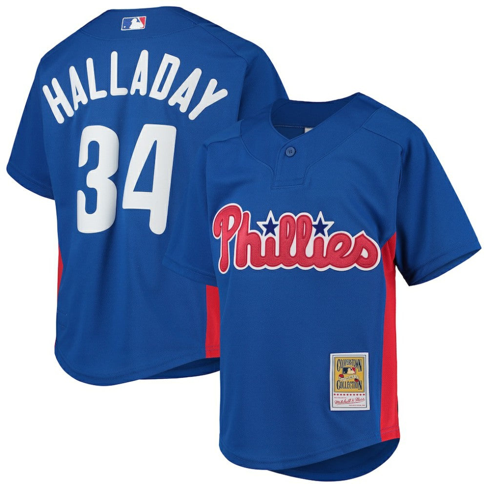 Roy Halladay Philadelphia Phillies Mitchell & Ness Youth Cooperstown Collection Mesh Batting Practice Jersey - Royal - Mitchell & Ness Online