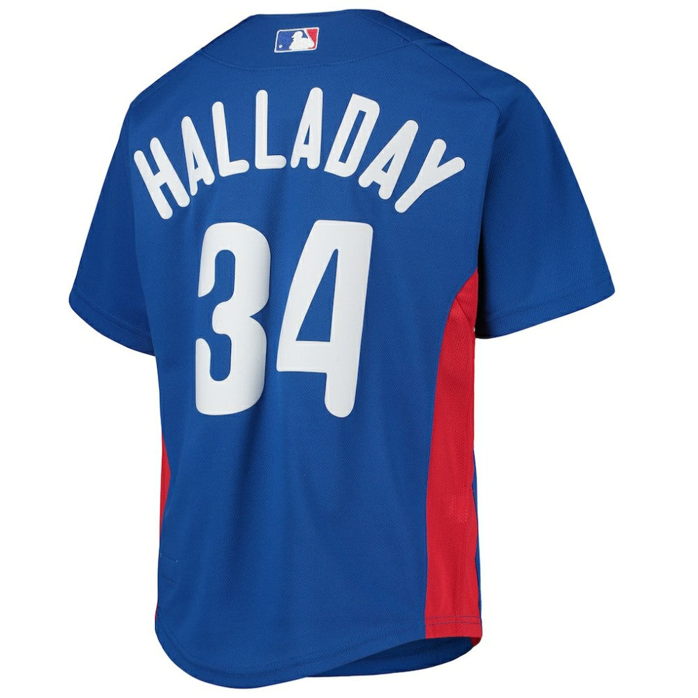 Roy Halladay Philadelphia Phillies Mitchell & Ness Youth Cooperstown Collection Mesh Batting Practice Jersey - Royal - Mitchell & Ness Online