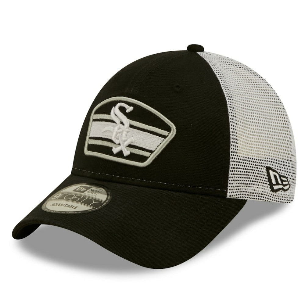 Chicago White Sox New Era Logo Patch 9FORTY Trucker Snapback Hat - Black/White - New Era Sale