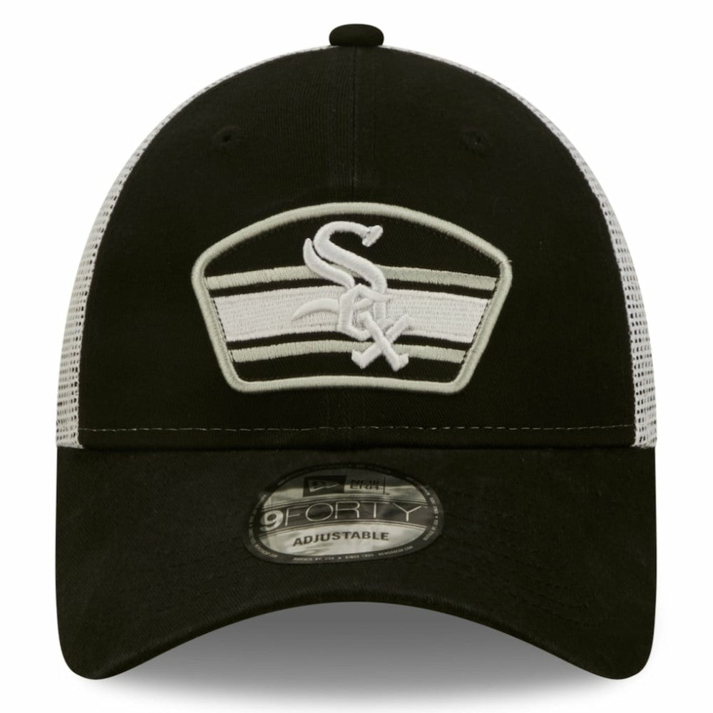 Chicago White Sox New Era Logo Patch 9FORTY Trucker Snapback Hat - Black/White - New Era Sale