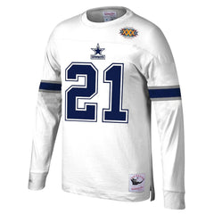 Mitchell & Ness Deion Sanders Dallas Cowboys Retired Player Name & Number Long Sleeve Top White