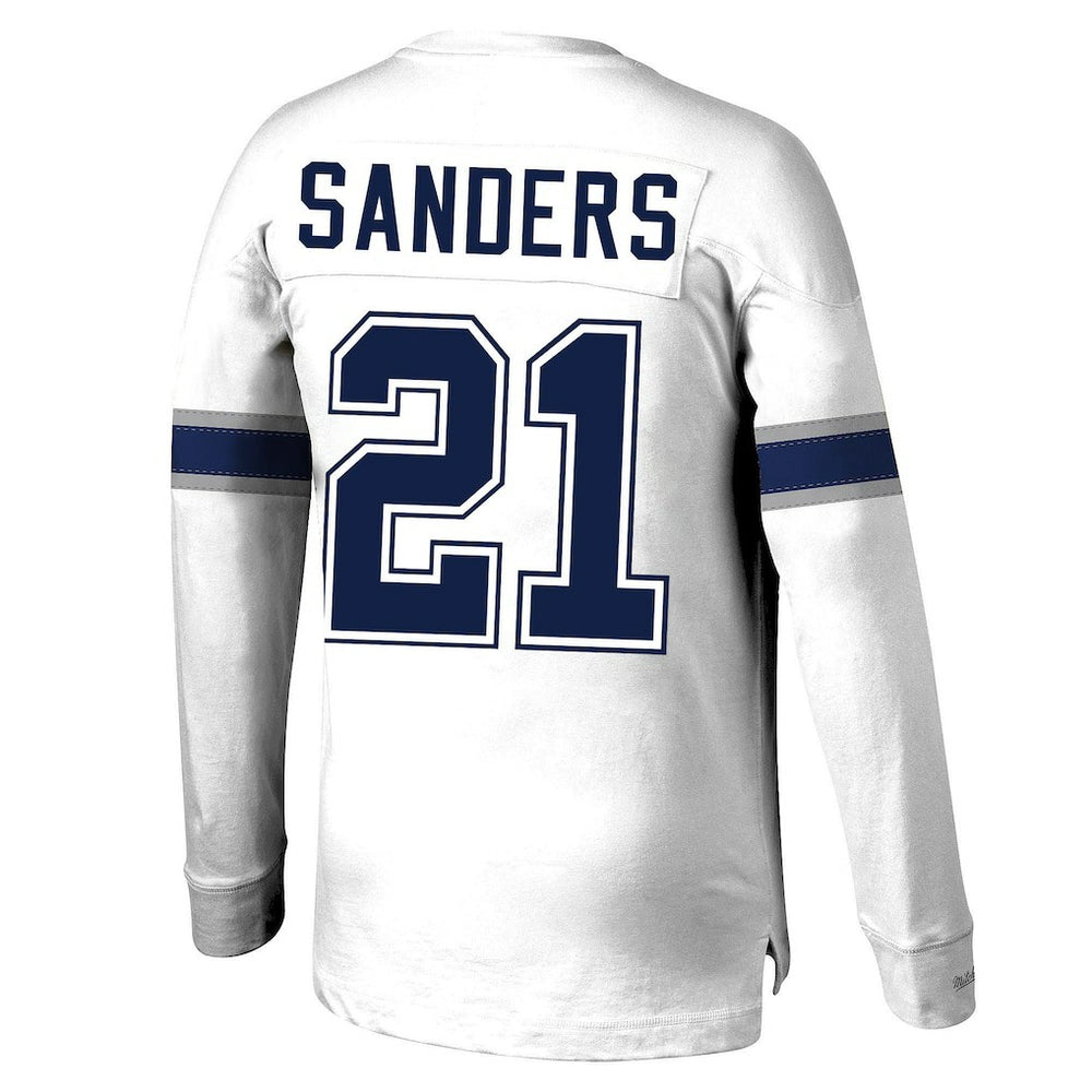 Mitchell & Ness Deion Sanders Dallas Cowboys Retired Player Name & Number Long Sleeve Top White