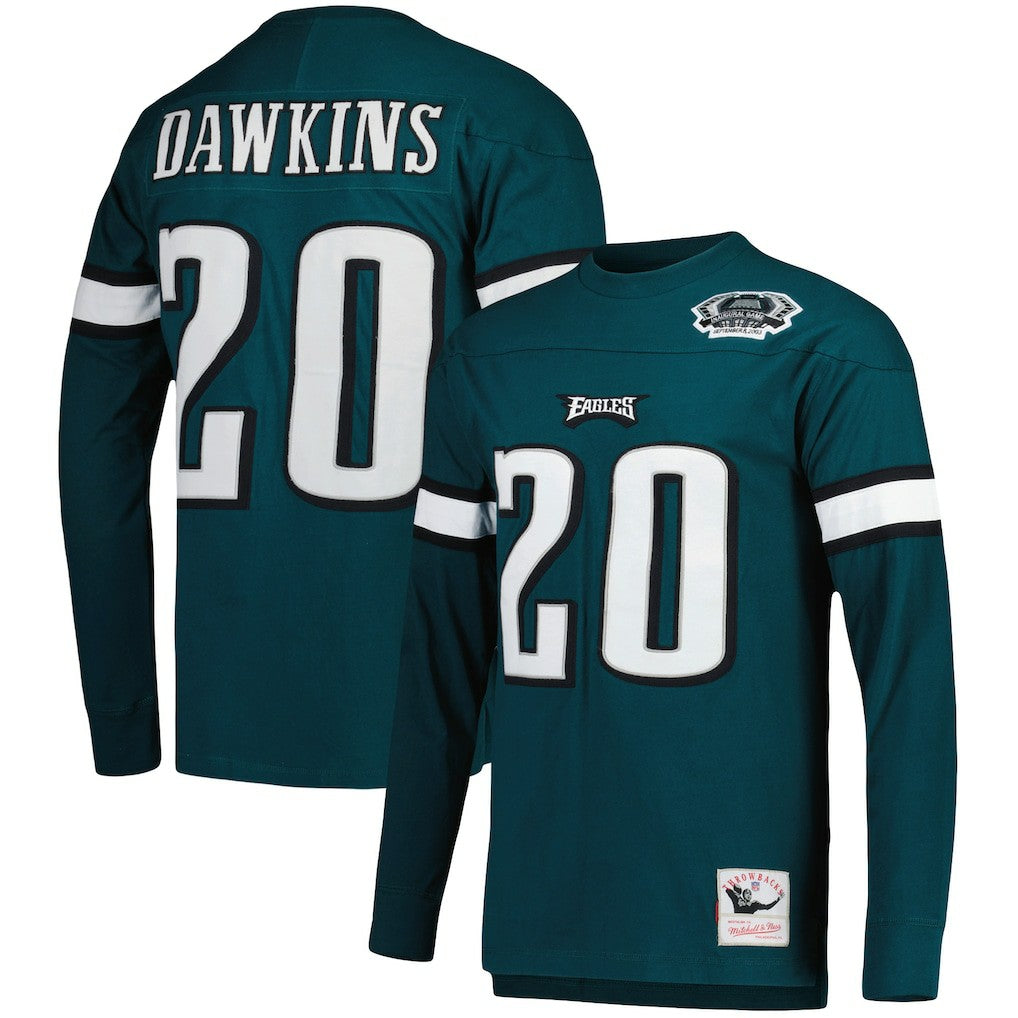 Mitchell & Ness Brian Dawkins Philadelphia Eagles Retired Player Name & Number Long Sleeve Top Midnight Green