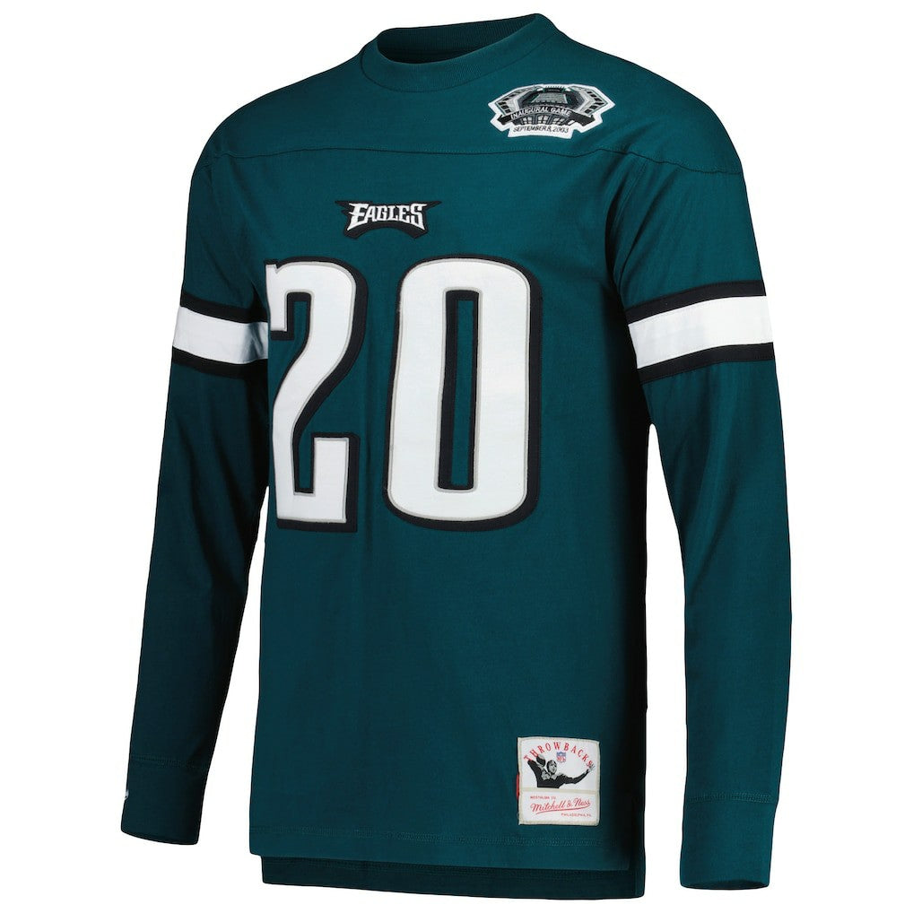 Mitchell & Ness Brian Dawkins Philadelphia Eagles Retired Player Name & Number Long Sleeve Top Midnight Green