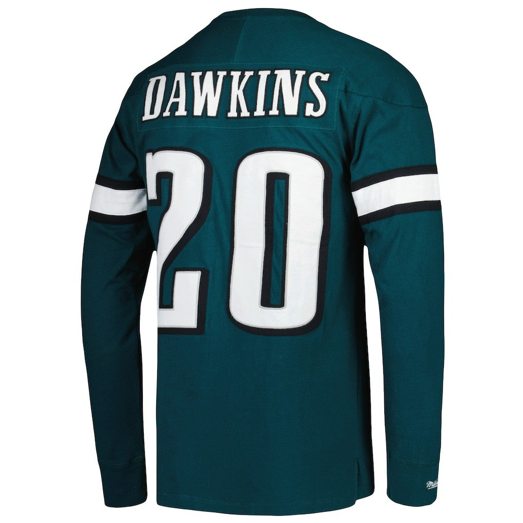 Mitchell & Ness Brian Dawkins Philadelphia Eagles Retired Player Name & Number Long Sleeve Top Midnight Green