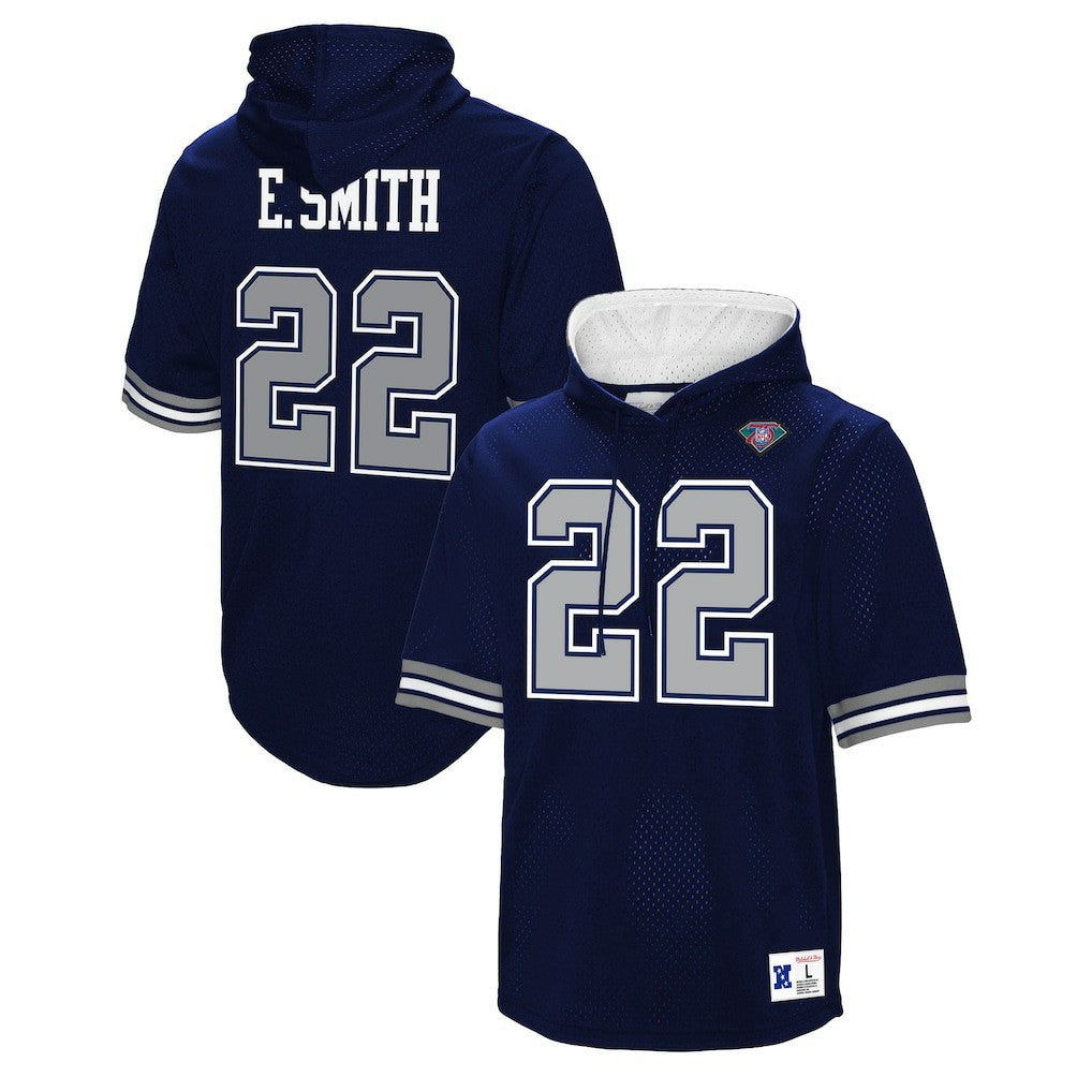 Mitchell & Ness Emmitt Smith Dallas Cowboys Retired Player Mesh Name & Number Hoodie T-Shirt Navy