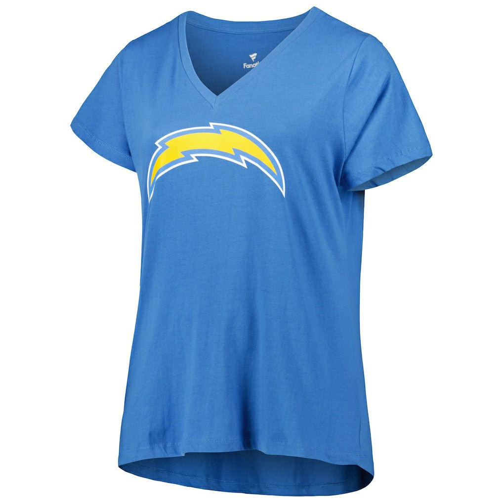 Fanatics Justin Herbert Los Angeles Chargers Women's Plus Size Name & Number V-Neck T-Shirt Powder Blue