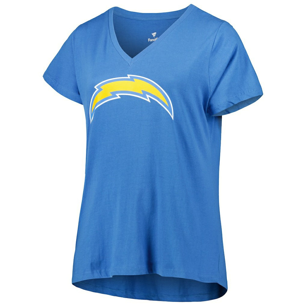 Fanatics Justin Herbert Los Angeles Chargers Women's Plus Size Name & Number V-Neck T-Shirt Powder Blue