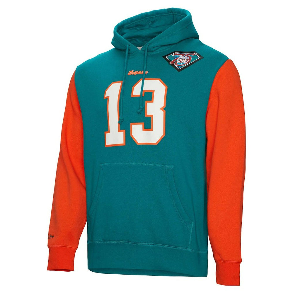 Mitchell & Ness Dan Marino Miami Dolphins Retired Player Name & Number Pullover Hoodie Aqua