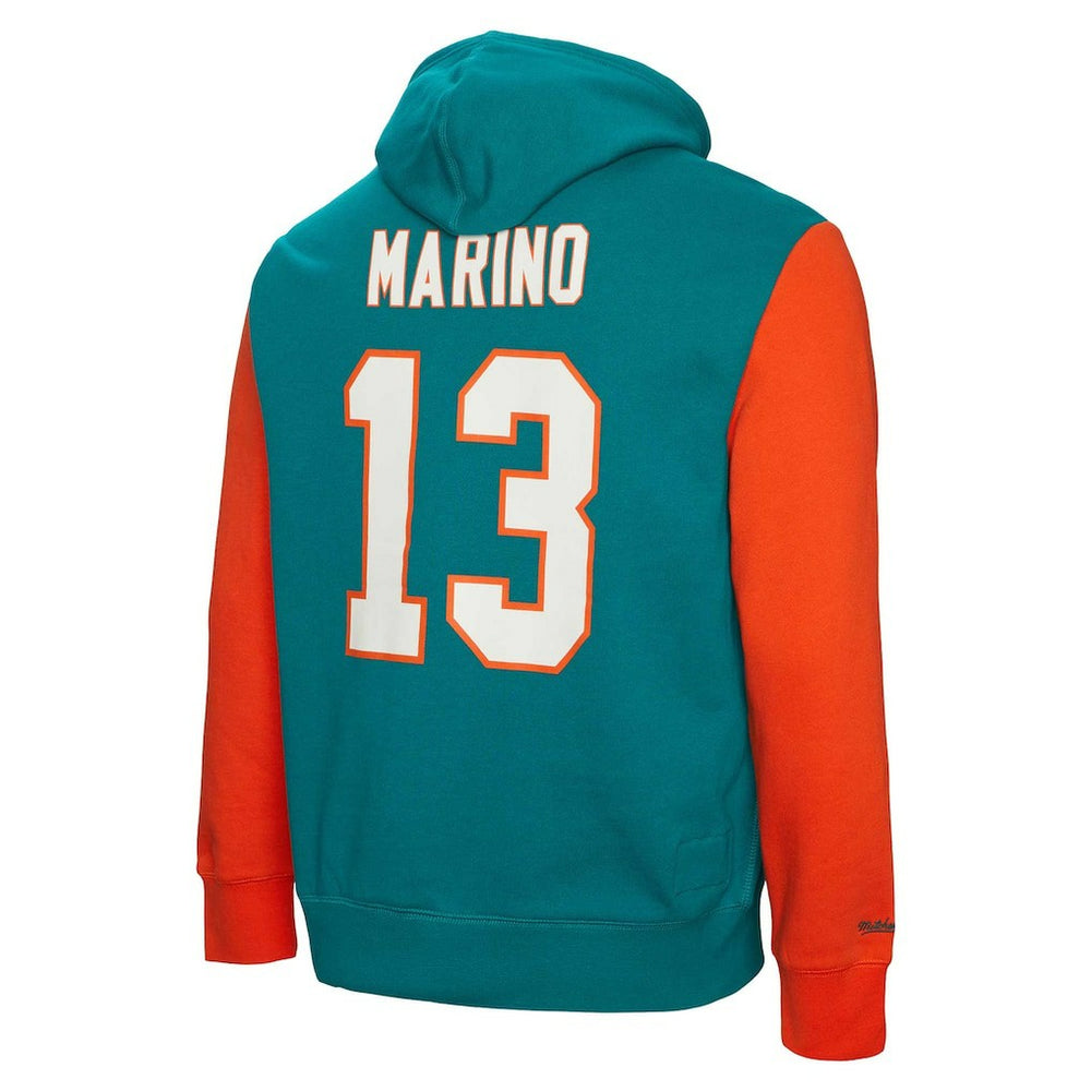 Mitchell & Ness Dan Marino Miami Dolphins Retired Player Name & Number Pullover Hoodie Aqua