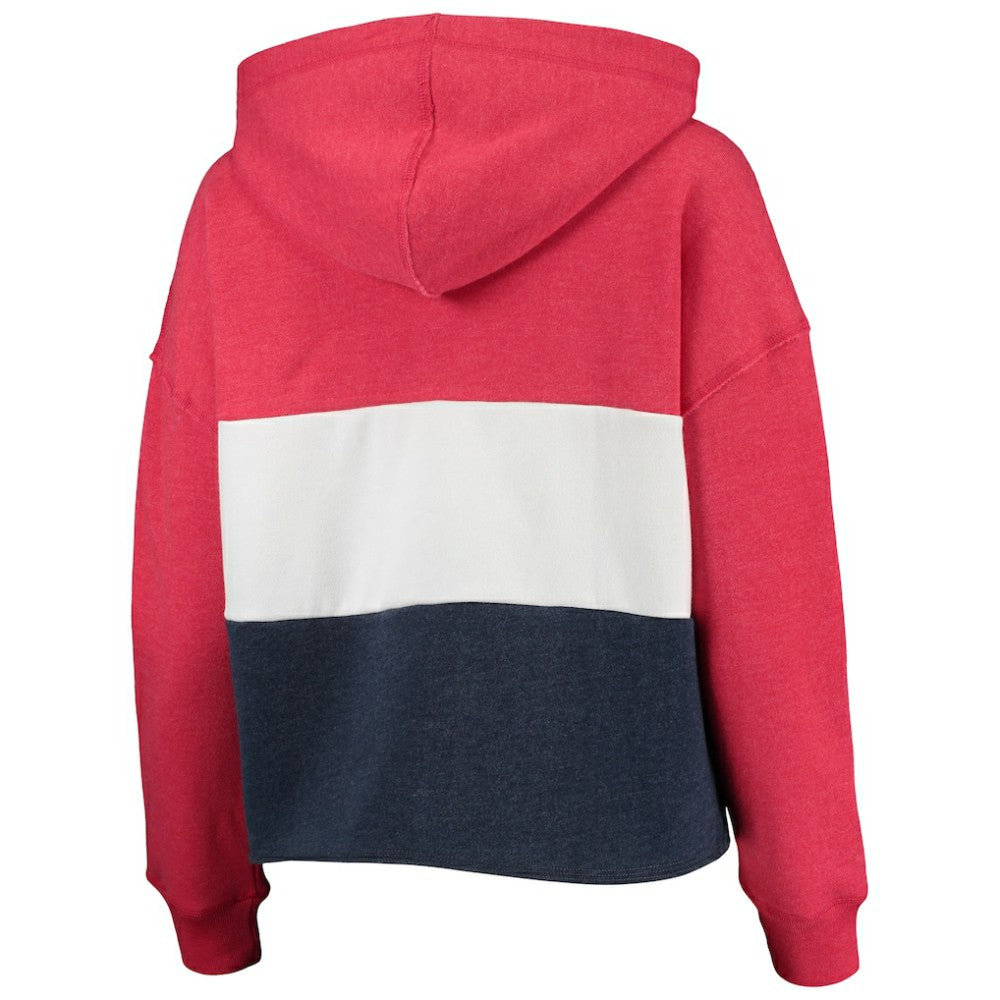 Washington Nationals '47 Women's Lizzy Cropped Pullover Hoodie - Heathered Red/Heathered Navy - 47 brand Online