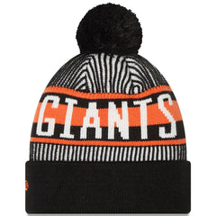 San Francisco Giants New Era Striped Cuffed Knit Hat with Pom - Black - New Era Discount