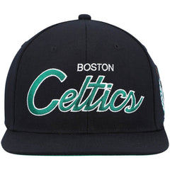 Boston Celtics Hardwood Classics Script 2.0 Snapback Hat Black | Mitchell & Ness Lifestyle