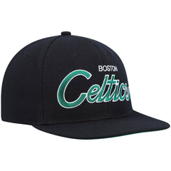 Boston Celtics Hardwood Classics Script 2.0 Snapback Hat Black | Mitchell & Ness Lifestyle