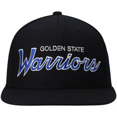 Golden State Warriors Hardwood Classics Script 2.0 Snapback Hat for sale Black | Mitchell & Ness outlet