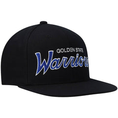 Golden State Warriors Hardwood Classics Script 2.0 Snapback Hat for sale Black | Mitchell & Ness outlet