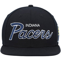 Indiana Pacers Hardwood Classics Script 2.0 Snapback Hat Black | Mitchell & Ness