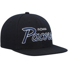 Indiana Pacers Hardwood Classics Script 2.0 Snapback Hat Black | Mitchell & Ness