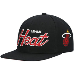 Miami Heat Hardwood Classics Script 2.0 Snapback Hat Black | Mitchell & Ness online