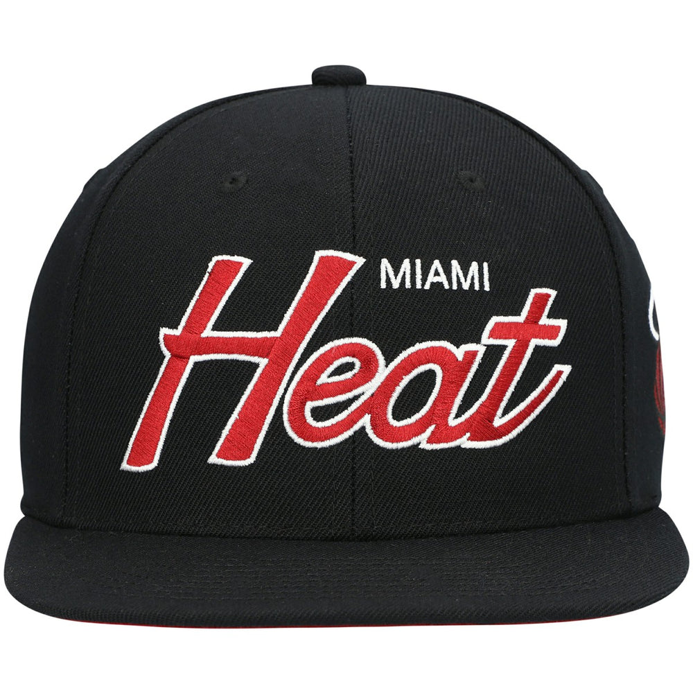 Miami Heat Hardwood Classics Script 2.0 Snapback Hat Black | Mitchell & Ness online