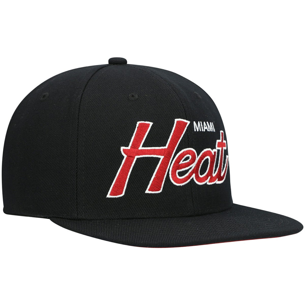 Miami Heat Hardwood Classics Script 2.0 Snapback Hat Black | Mitchell & Ness online