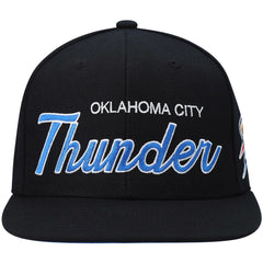 Oklahoma City Thunder Hardwood Classics Script 2.0 Snapback Hat Black | Mitchell & Ness online