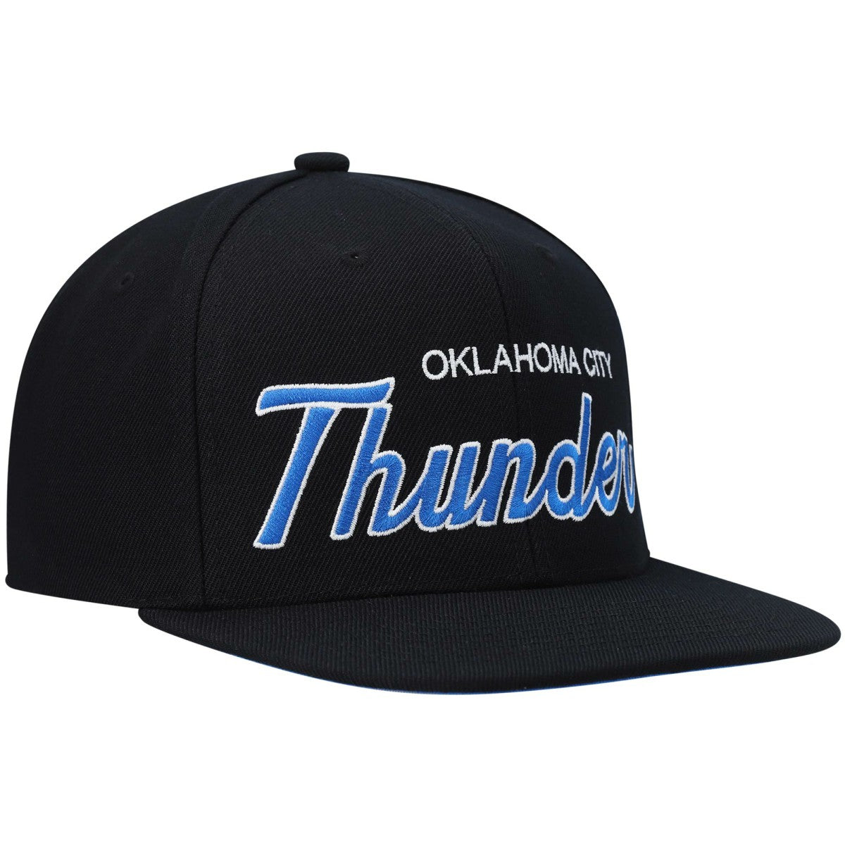 Oklahoma City Thunder Hardwood Classics Script 2.0 Snapback Hat Black | Mitchell & Ness online