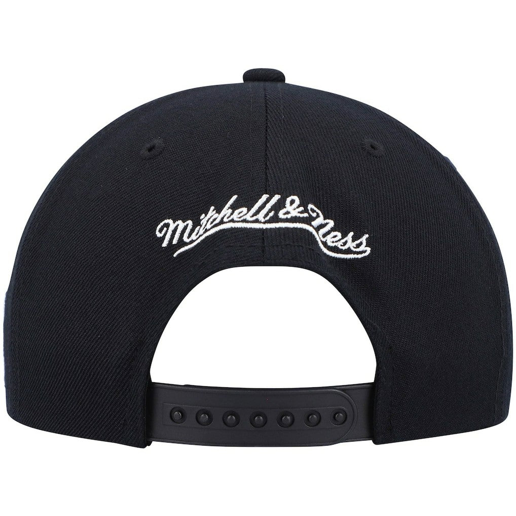Philadelphia 76ers Hardwood Classics Script 2.0 Snapback Hat Black | Mitchell & Ness US