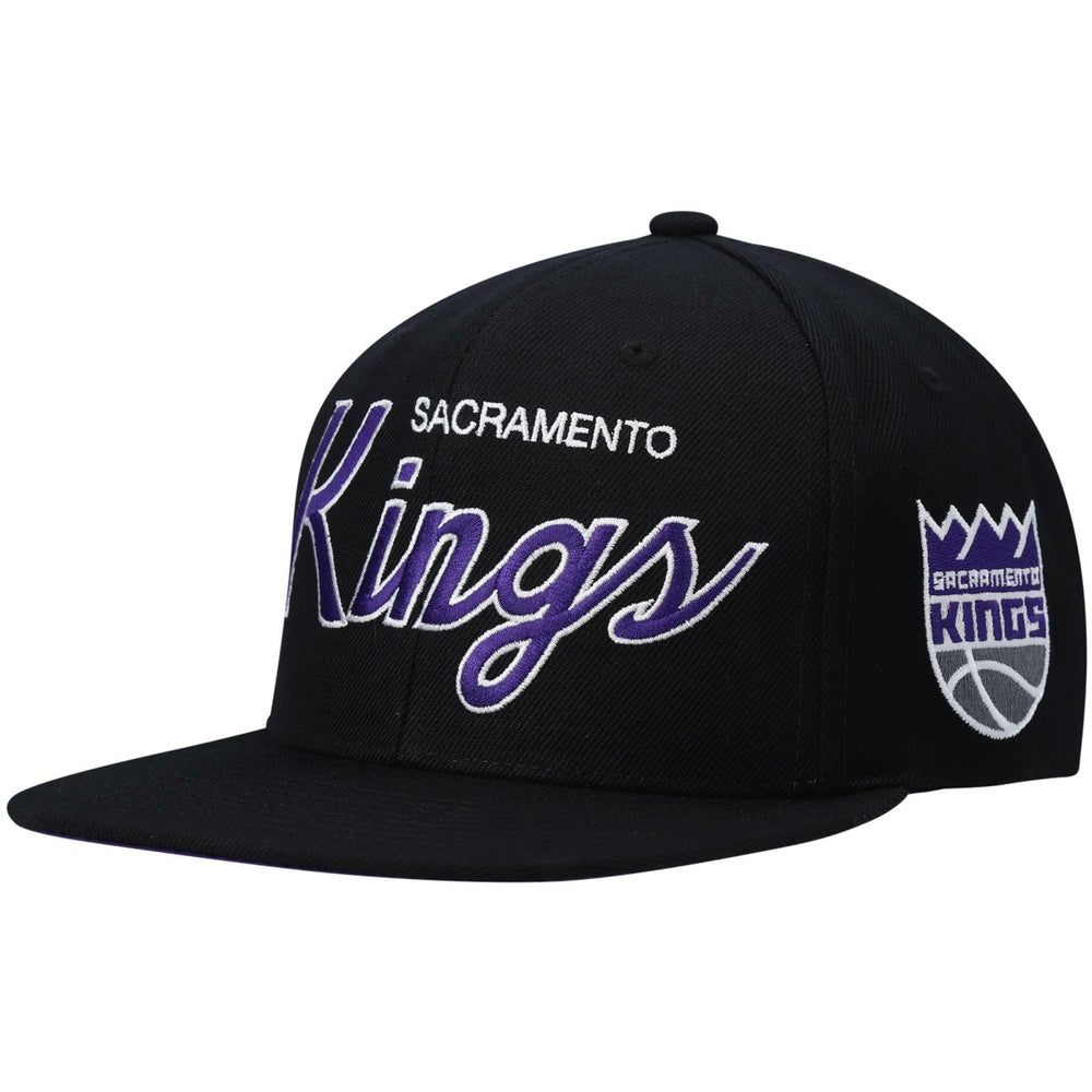 Sacramento Kings Hardwood Classics Script 2.0 Snapback Hat Black | Mitchell & Ness outlet