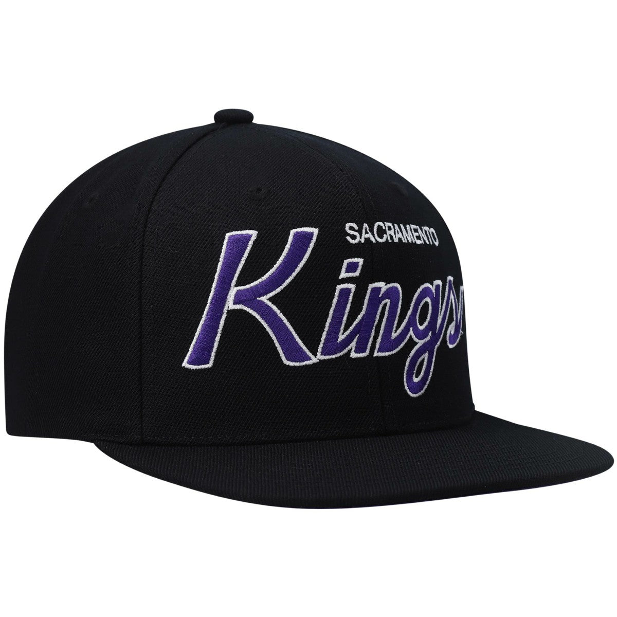 Sacramento Kings Hardwood Classics Script 2.0 Snapback Hat Black | Mitchell & Ness outlet