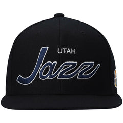 Utah Jazz Hardwood Classics Script 2.0 Snapback Hat Black | Mitchell & Ness online