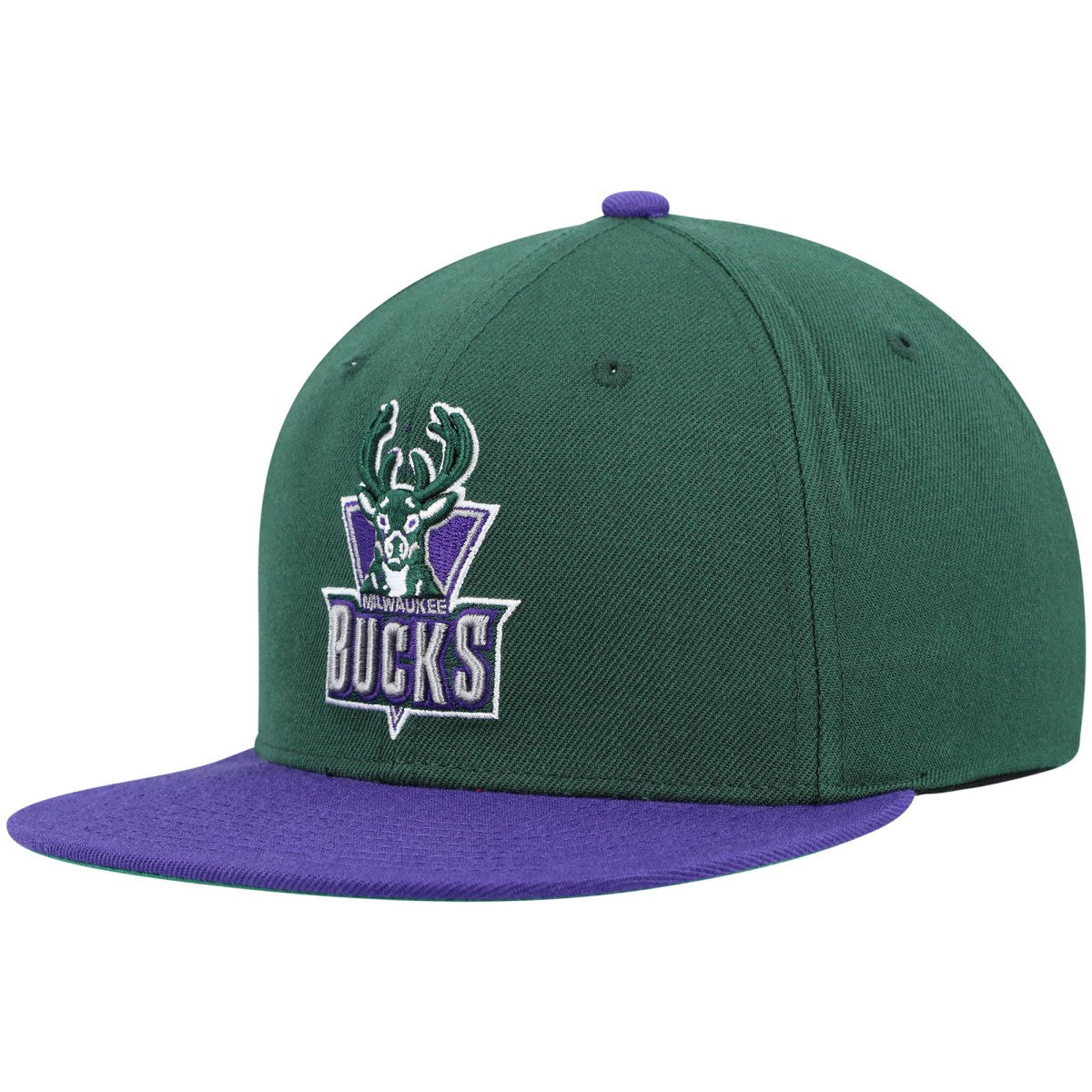 Milwaukee Bucks Hardwood Classics Team Two-Tone 2.0 Snapback Hat Green/Purple | Mitchell & Ness Lifestyle