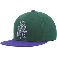 Milwaukee Bucks Hardwood Classics Team Two-Tone 2.0 Snapback Hat Green/Purple | Mitchell & Ness Lifestyle