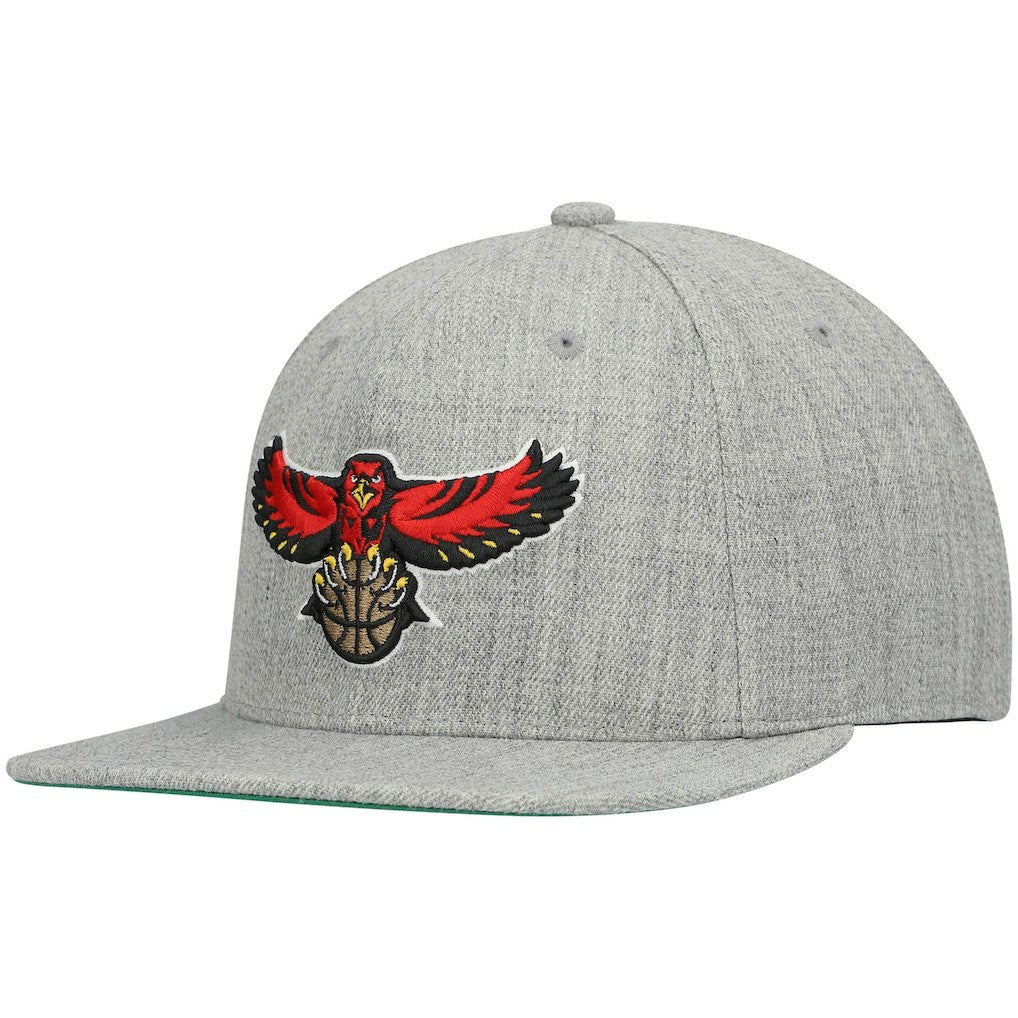 Atlanta Hawks Hardwood Classics Team 2.0 Snapback Hat Heathered Gray | Mitchell & Ness Lifestyle