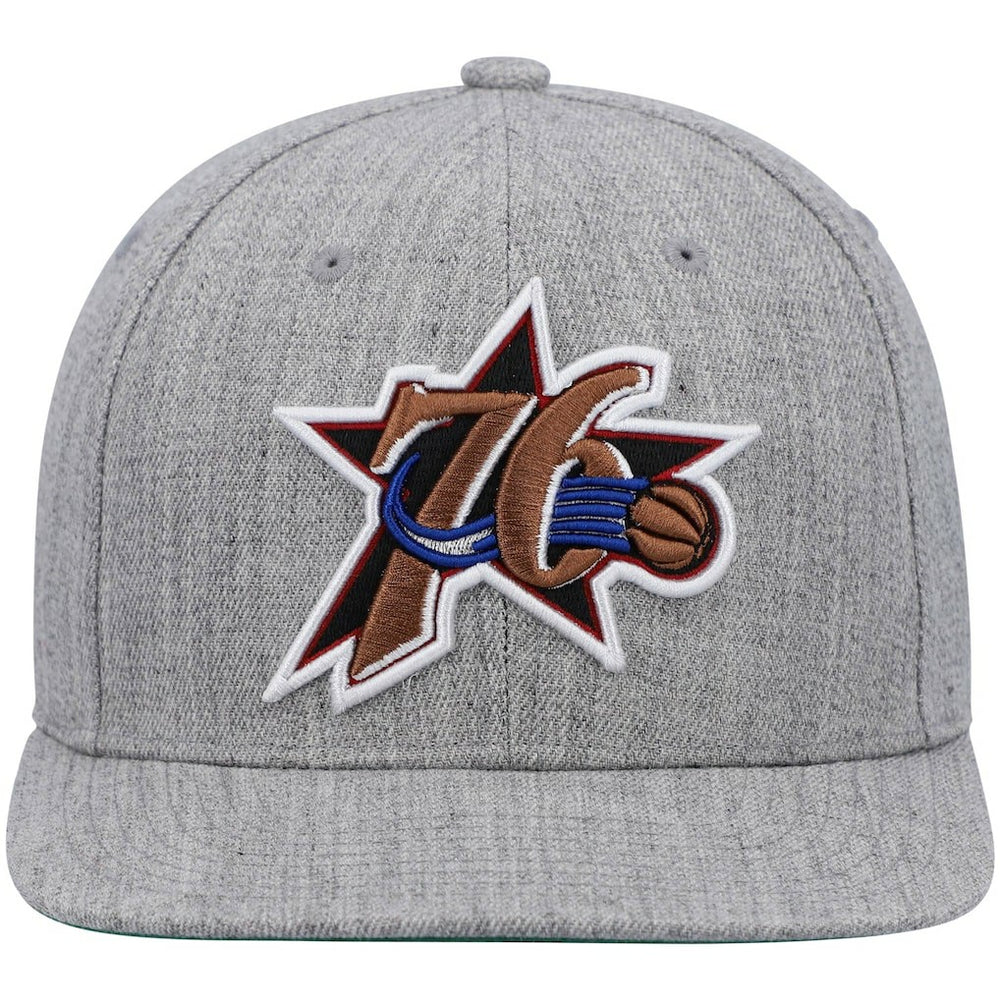 Philadelphia 76ers Hardwood Classics Team 2.0 Snapback Hat Heathered Gray | Mitchell & Ness