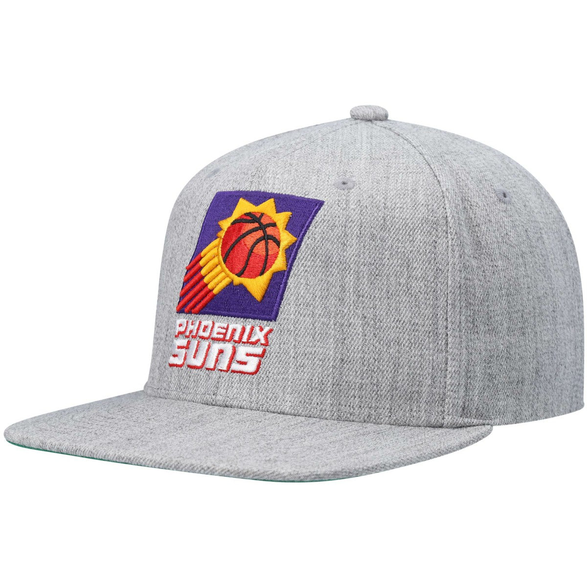 Phoenix Suns Hardwood Classics Team 2.0 Snapback Hat Heathered Gray | Mitchell & Ness Lifestyle
