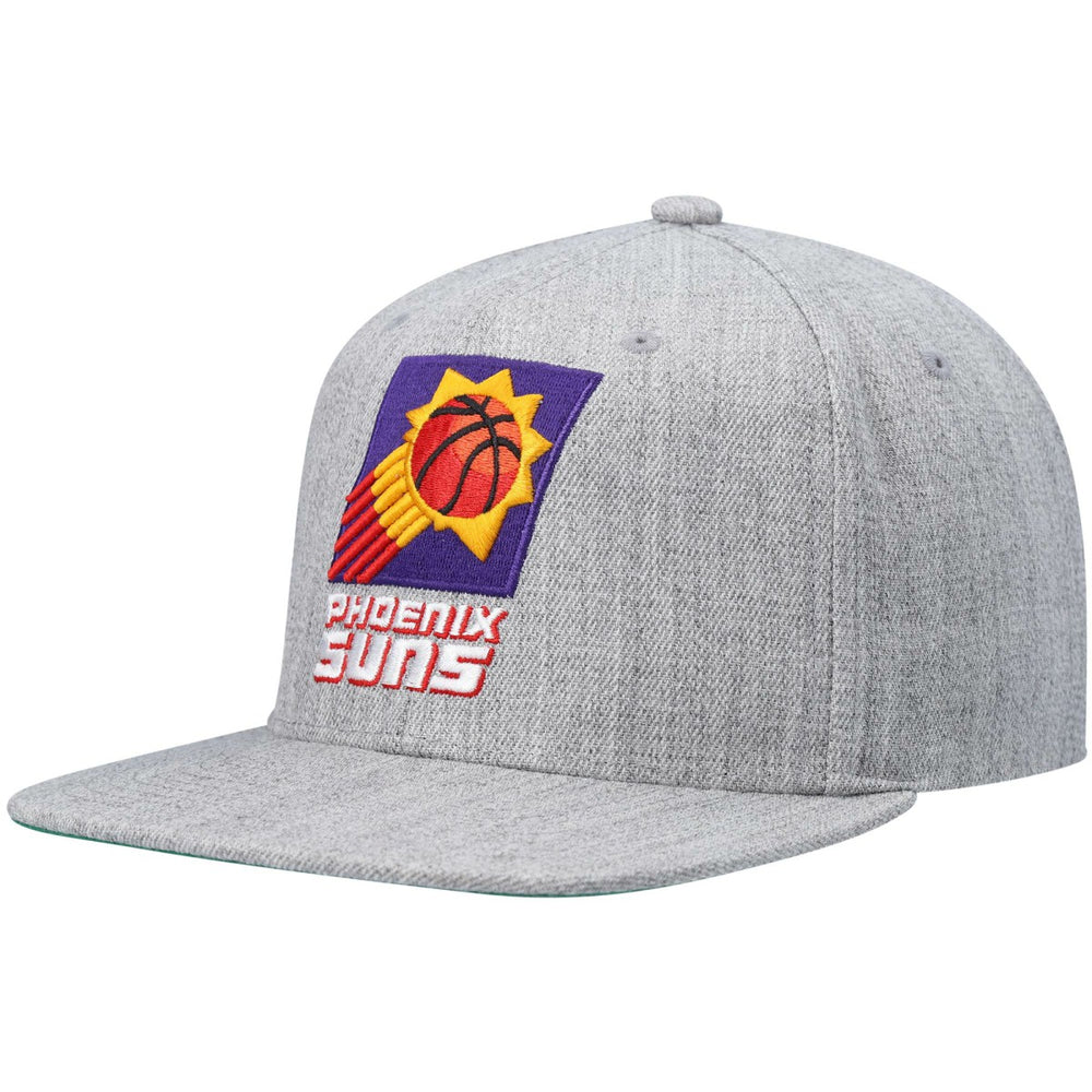 Phoenix Suns Hardwood Classics Team 2.0 Snapback Hat Heathered Gray | Mitchell & Ness Lifestyle