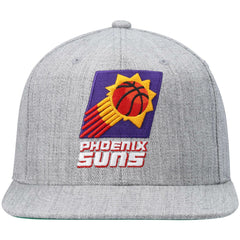 Phoenix Suns Hardwood Classics Team 2.0 Snapback Hat Heathered Gray | Mitchell & Ness Lifestyle