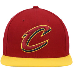 Cleveland Cavaliers Team Two-Tone 2.0 Snapback Hat for sale Wine/Gold | Mitchell & Ness outlet