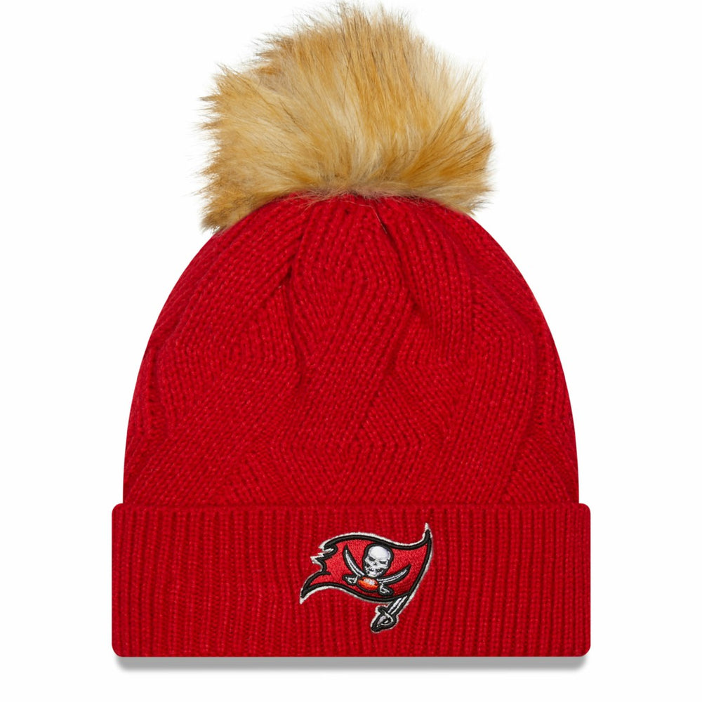 Tampa Bay Buccaneers New Era Women's Snowy Cuffed Knit Hat with Pom Red