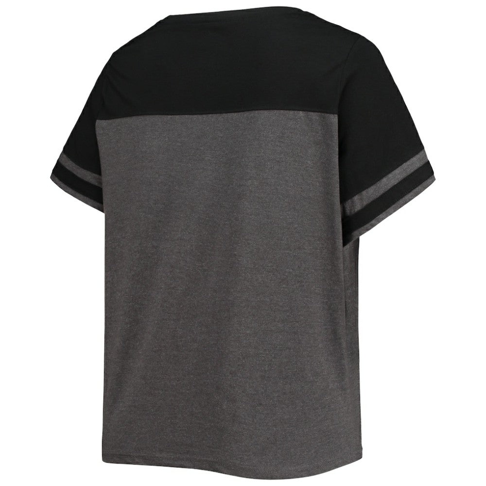 Miami Marlins Women's Plus Size Colorblock T-Shirt - Heathered Charcoal/Black - MLB Online