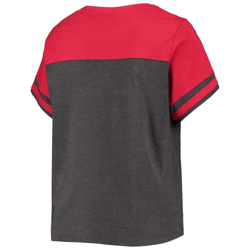 Washington Nationals Women's Plus Size Colorblock T-Shirt - Heathered Charcoal/Red - MLB Online