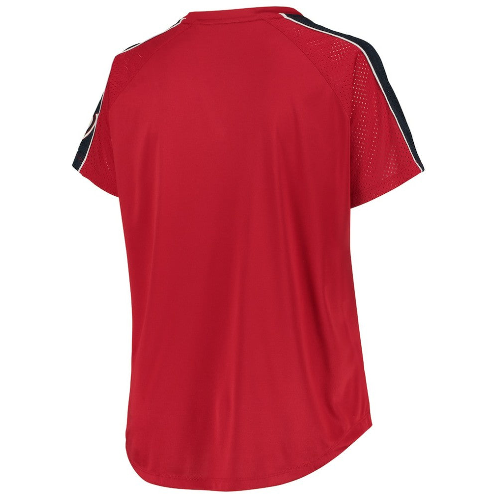 Washington Nationals Women's Plus Size Diva Notch Neck Raglan T-Shirt - Red - MLB Lifestyle