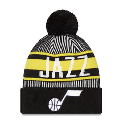 Utah Jazz Striped Cuffed Pom Knit Hat Navy | New Era US