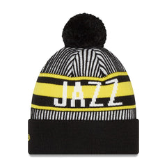 Utah Jazz Striped Cuffed Pom Knit Hat Navy | New Era US