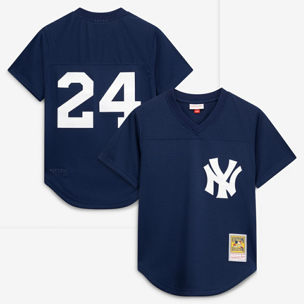 Rickey Henderson New York Yankees Mitchell & Ness Cooperstown Collection Mesh Batting Practice Button-Up Jersey - Navy - Mitchell & Ness Sale