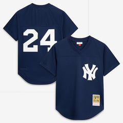 Rickey Henderson New York Yankees Mitchell & Ness Cooperstown Collection Mesh Batting Practice Button-Up Jersey - Navy - Mitchell & Ness Sale