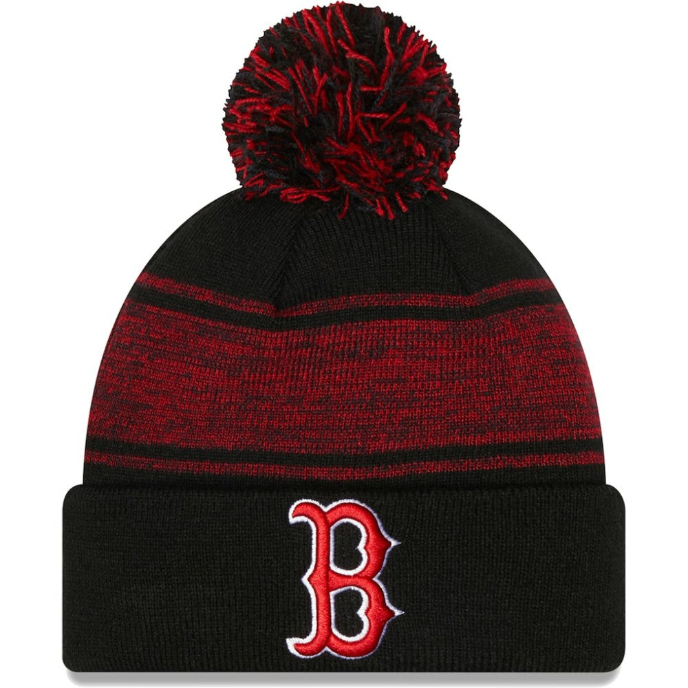 Boston Red Sox New Era Chilled Cuffed Knit Hat with Pom - Black - New Era Sale