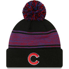 Chicago Cubs New Era Chilled Cuffed Knit Hat with Pom - Black - New Era Lifestyle